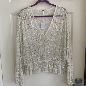 New Free Peopleivory Glitter Top Size Medium $168